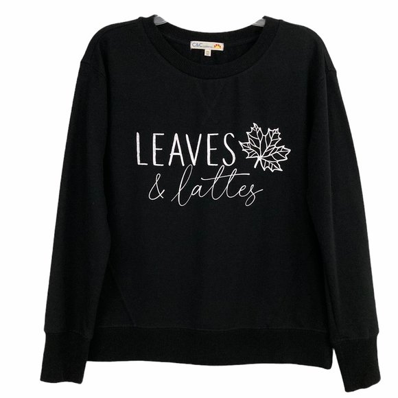 C&C California Leaves & Latte Black Sweatshirt - Picture 1 of 8